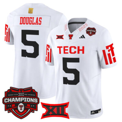 Texas Tech Red Raiders 2025 Big 12 Champions Vapor Limited Jersey - White / Caleb Douglas