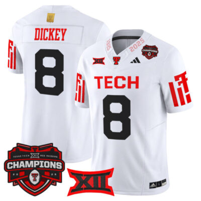 Texas Tech Red Raiders 2025 Big 12 Champions Vapor Limited Jersey - White / Cameron Dickey