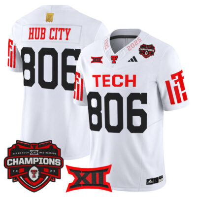Texas Tech Red Raiders 2025 Big 12 Champions Vapor Limited Jersey - White / Hub City 806