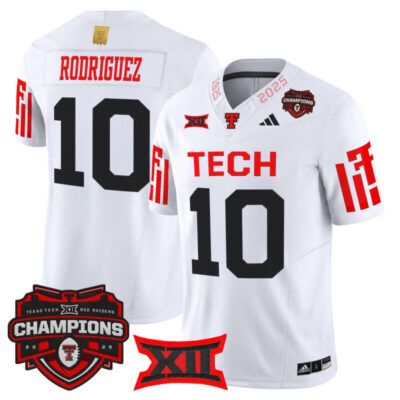 Texas Tech Red Raiders 2025 Big 12 Champions Vapor Limited Jersey - White / Jacob Rodriguez