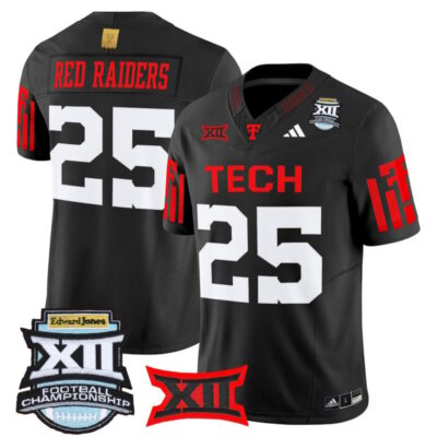 Texas Tech Red Raiders 2025 Big 12 Championship Vapor Limited Jersey - Black / #25 Red Raiders