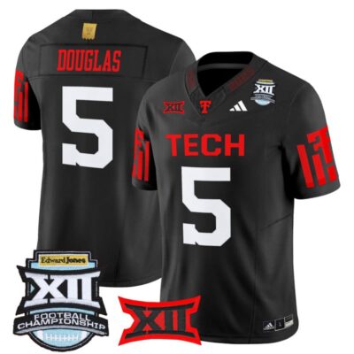 Texas Tech Red Raiders 2025 Big 12 Championship Vapor Limited Jersey - Black / Caleb Douglas