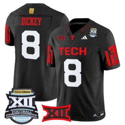 Texas Tech Red Raiders 2025 Big 12 Championship Vapor Limited Jersey - Black / Cameron Dickey