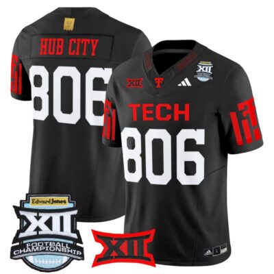 Texas Tech Red Raiders 2025 Big 12 Championship Vapor Limited Jersey - Black / Hub City 806