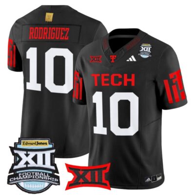 Texas Tech Red Raiders 2025 Big 12 Championship Vapor Limited Jersey - Black / Jacob Rodriguez
