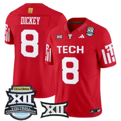 Texas Tech Red Raiders 2025 Big 12 Championship Vapor Limited Jersey - Red / Cameron Dickey