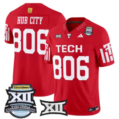 Texas Tech Red Raiders 2025 Big 12 Championship Vapor Limited Jersey - Red / Hub City 806