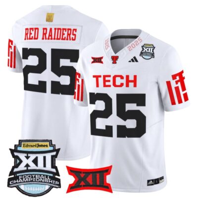 Texas Tech Red Raiders 2025 Big 12 Championship Vapor Limited Jersey - White / #25 Red Raiders