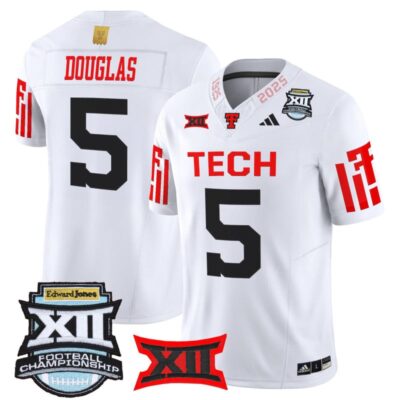 Texas Tech Red Raiders 2025 Big 12 Championship Vapor Limited Jersey - White / Caleb Douglas