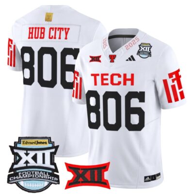 Texas Tech Red Raiders 2025 Big 12 Championship Vapor Limited Jersey - White / Hub City 806