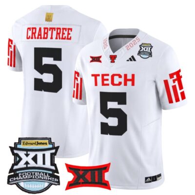 Texas Tech Red Raiders 2025 Big 12 Championship Vapor Limited Jersey - White / Michael Crabtree