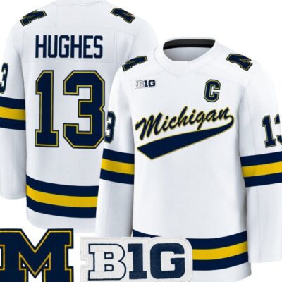 Tj Hughes Jersey 13 Michigan Wolverines Hockey 2025-26 Premium Vapor Patch All Stitched