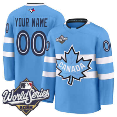 Toronto Blue Jays 2025 World Series Premium Custom Jersey - Canada Hockey Style - Powder Blue