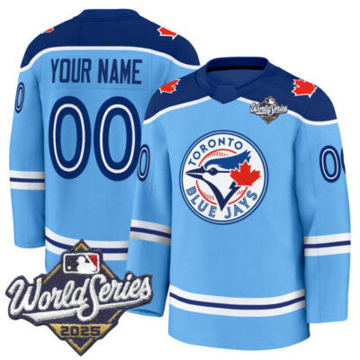 Toronto Blue Jays 2025 World Series Premium Custom Jersey - Hockey Style - Stitched - Powder Blue