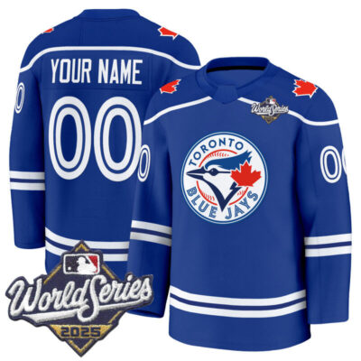 Toronto Blue Jays 2025 World Series Premium Custom Jersey - Hockey Style - Stitched - Royal
