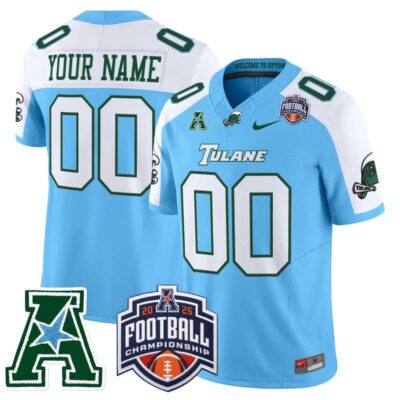 Tulane Green Wave 2025 AAC Championship Vapor Limited Custom Jersey - Blue Alternate