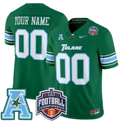Tulane Green Wave 2025 AAC Championship Vapor Limited Custom Jersey - Green