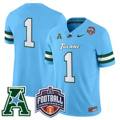 Tulane Green Wave 2025 AAC Championship Vapor Limited Jersey - Blue / #1 Team