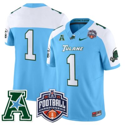 Tulane Green Wave 2025 AAC Championship Vapor Limited Jersey - Blue Alternate / #1 Team