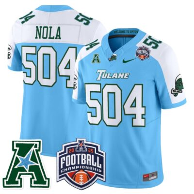 Tulane Green Wave 2025 AAC Championship Vapor Limited Jersey - Blue Alternate / NOLA 504