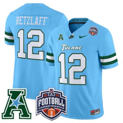 Tulane Green Wave 2025 AAC Championship Vapor Limited Jersey - Blue / Jake Retzlaff