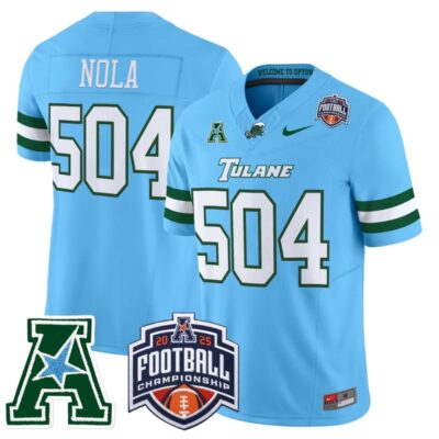 Tulane Green Wave 2025 AAC Championship Vapor Limited Jersey - Blue / NOLA 504