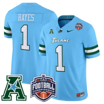 Tulane Green Wave 2025 AAC Championship Vapor Limited Jersey - Blue / Omari Hayes