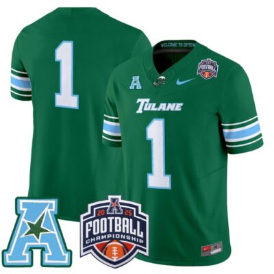 Tulane Green Wave 2025 AAC Championship Vapor Limited Jersey - Green / #1 Team
