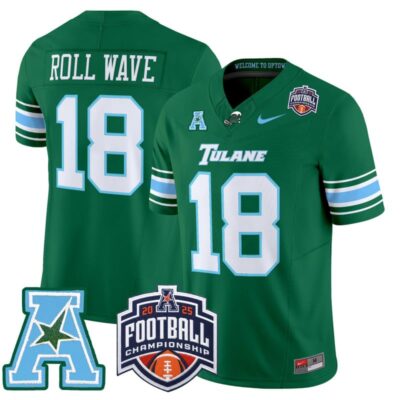 Tulane Green Wave 2025 AAC Championship Vapor Limited Jersey - Green / #18 ROLL WAVE