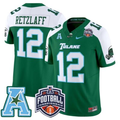 Tulane Green Wave 2025 AAC Championship Vapor Limited Jersey - Green Alternate / Jake Retzlaff