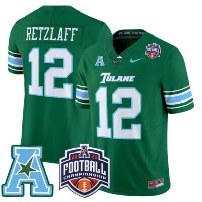 Tulane Green Wave 2025 AAC Championship Vapor Limited Jersey - Green / Jake Retzlaff