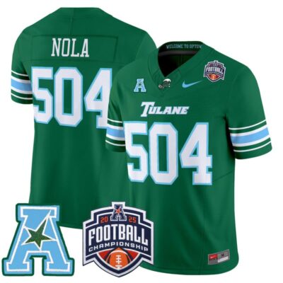 Tulane Green Wave 2025 AAC Championship Vapor Limited Jersey - Green / NOLA 504