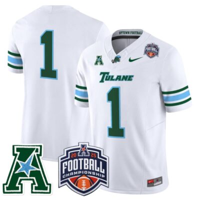 Tulane Green Wave 2025 AAC Championship Vapor Limited Jersey - White / #1 Team