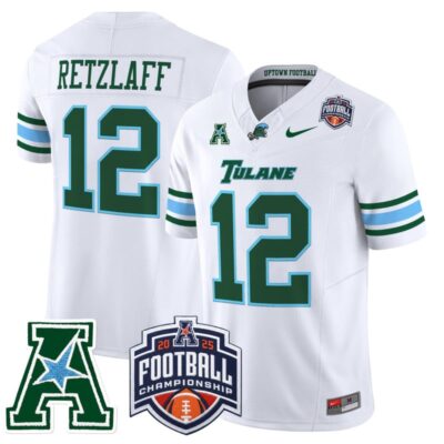 Tulane Green Wave 2025 AAC Championship Vapor Limited Jersey - White / Jake Retzlaff