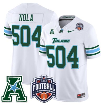 Tulane Green Wave 2025 AAC Championship Vapor Limited Jersey - White / NOLA 504