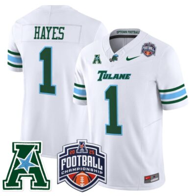 Tulane Green Wave 2025 AAC Championship Vapor Limited Jersey - White / Omari Hayes