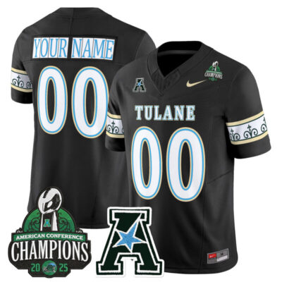 Tulane Green Wave 'City Edition' Vapor Limited Custom Jersey - 2025 AAC Champions Patch - Black