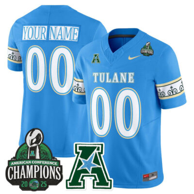 Tulane Green Wave 'City Edition' Vapor Limited Custom Jersey - 2025 AAC Champions Patch - Blue