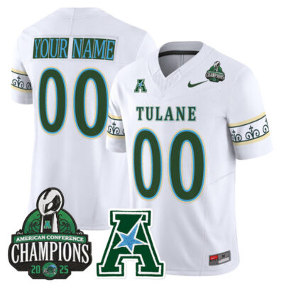 Tulane Green Wave 'City Edition' Vapor Limited Custom Jersey - 2025 AAC Champions Patch - White