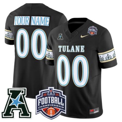 Tulane Green Wave 'City Edition' Vapor Limited Custom Jersey - 2025 AAC Championship Patch - Black