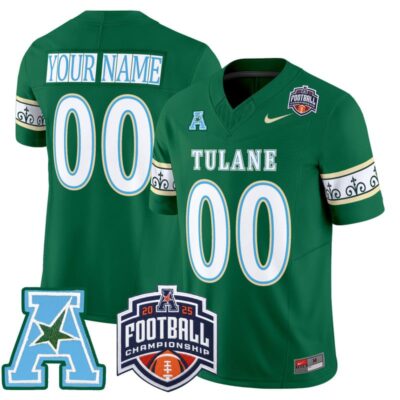 Tulane Green Wave 'City Edition' Vapor Limited Custom Jersey - 2025 AAC Championship Patch - Green