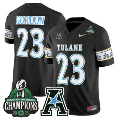 Tulane Green Wave 'City Edition' Vapor Limited Jersey - 2025 AAC Champions Patch - Black / Javin Gordon