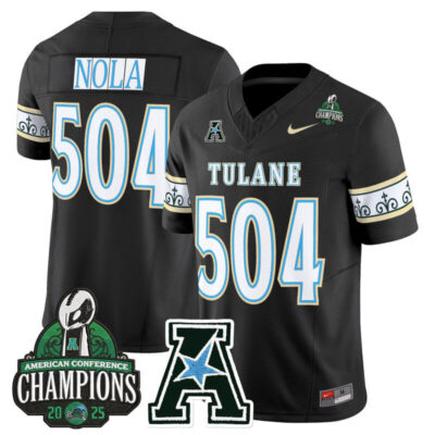 Tulane Green Wave 'City Edition' Vapor Limited Jersey - 2025 AAC Champions Patch - Black / NOLA 504