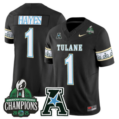 Tulane Green Wave 'City Edition' Vapor Limited Jersey - 2025 AAC Champions Patch - Black / Omari Hayes