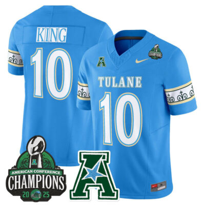 Tulane Green Wave 'City Edition' Vapor Limited Jersey - 2025 AAC Champions Patch - Blue / Shaun King