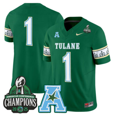 Tulane Green Wave 'City Edition' Vapor Limited Jersey - 2025 AAC Champions Patch - Green / #1 Team