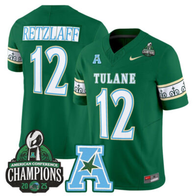 Tulane Green Wave 'City Edition' Vapor Limited Jersey - 2025 AAC Champions Patch - Green / Jake Retzlaff