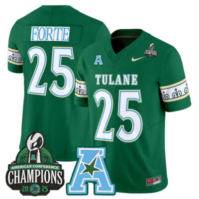 Tulane Green Wave 'City Edition' Vapor Limited Jersey - 2025 AAC Champions Patch - Green / Matt Forte
