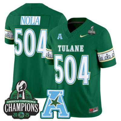 Tulane Green Wave 'City Edition' Vapor Limited Jersey - 2025 AAC Champions Patch - Green / NOLA 504