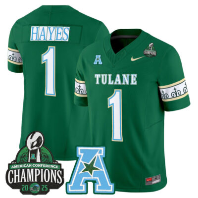 Tulane Green Wave 'City Edition' Vapor Limited Jersey - 2025 AAC Champions Patch - Green / Omari Hayes